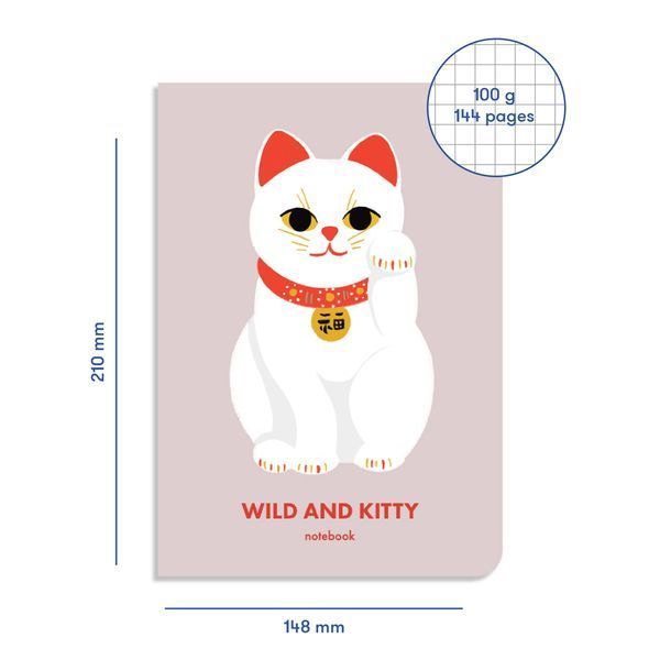 Блокнот у клiтинку Wild and Kitty бежевий 043 фото